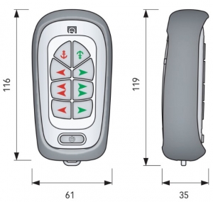 Alternative view of Quick Kablosuz uzaktan kumanda el ünitesi. Baş-kıç manevra pervanesi için.