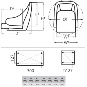 Alternative view of Vetus koltuk, model Skipper