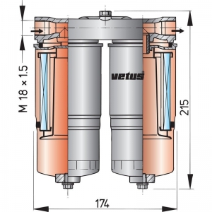 Alternative view of Vetus WS720 su ayırıcı/yakıt filtresi